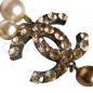 Preview: CHANEL pearl necklace * lucite * resin beads * amber-citrin-shades * rhinestones * CC logo