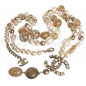 Preview: CHANEL pearl necklace * lucite * resin beads * amber-citrin-shades * rhinestones * CC logo