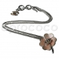 Preview: CHANEL silver-tone necklace w apricot-pink 4-leaf Clover & CC pendant