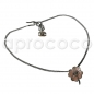 Preview: CHANEL silver-tone necklace w apricot-pink 4-leaf Clover & CC pendant