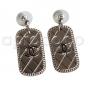 Preview: CHANEL quilted silver-tone DOG-TAG EARRINGS with CC logo