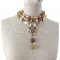 Preview: CHANEL pearl necklace * lucite * resin beads * amber-citrin-shades * rhinestones * CC logo