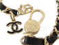 Preview: Hunde lieben CHANEL Hundehalsband & Hundeleine SET ~ Goldene Kette mit schwarzem Lederband & CC Anhänger