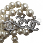 Preview: CHANEL celebrity Pearl Necklace TRIPLE CC approx. 117" silver tone