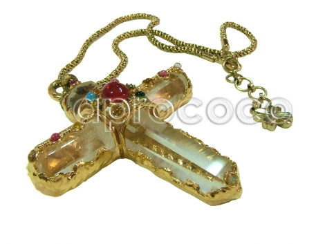 vintage Chanel gripoix necklace quartz maltese cross