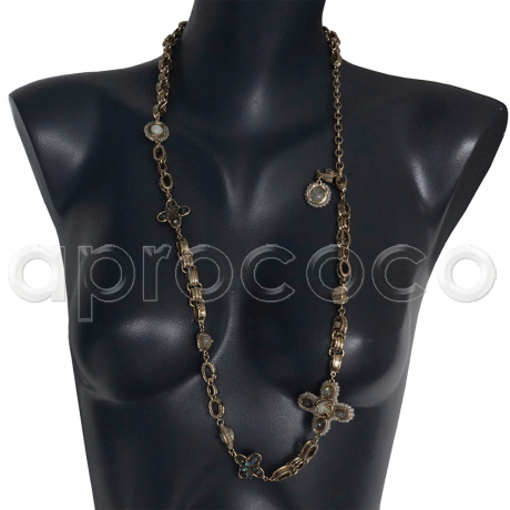 CHANEL 2012 Kette mit dicken Glieder * Kristalle * Steine * Quarz * Kreuze A12A