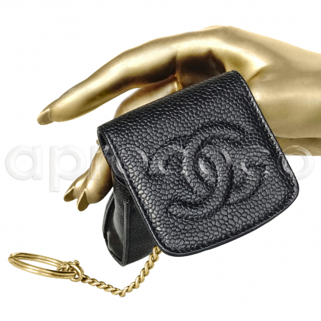 CHANEL caviar leather Key-O-case-pouch-mini bag w/ keyring