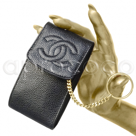 CHANEL caviar leather Key-O-case-pouch-mini bag w/ keyring