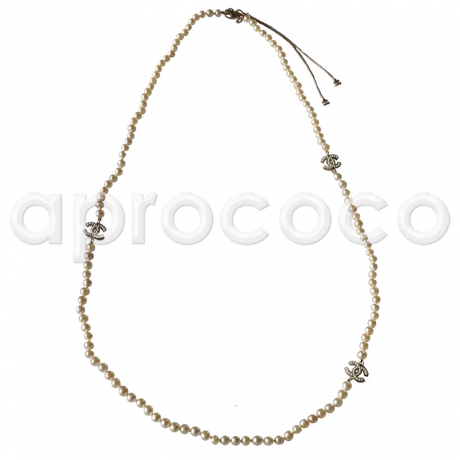 CHANEL celebrity Pearl Necklace TRIPLE CC - 54