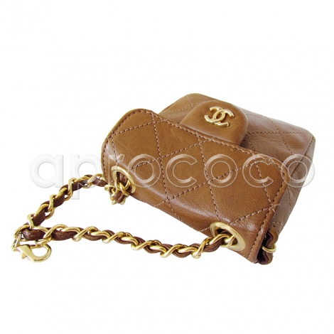 CHANEL Vintage mini 2.55 Bag – Anhänger-Tasche - gesteppt - mit CC Logo & Kette