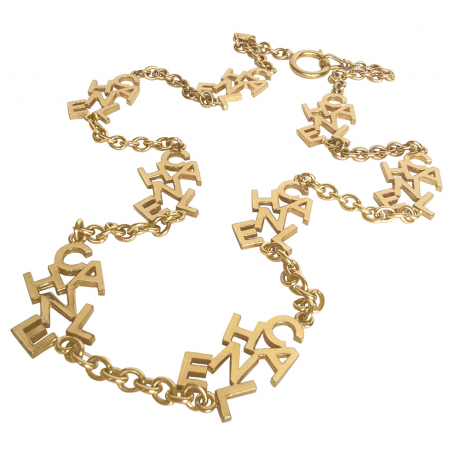 CHANEL vintage Necklace Capitals * Letters * gold-tone