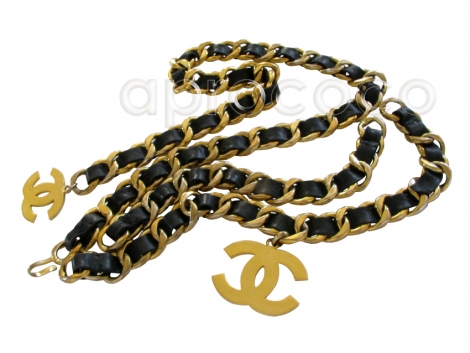 aprococo - CHANEL triple strand Gold & Black Chain Belt / Necklace