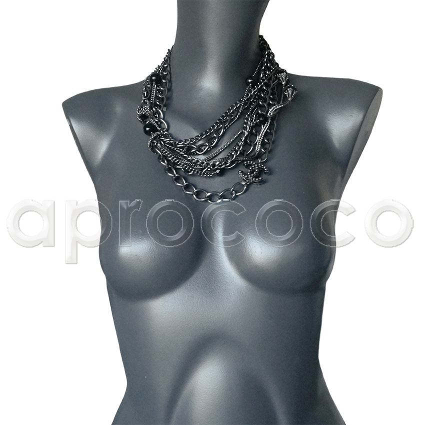 aprococo - CHANEL silver-t chain HEADBAND*FRONTLET - woven taupe leather  strap STRETCHY!