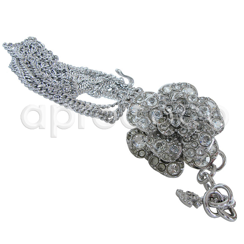 Chanel, Chain belt/necklace with rhinestone Camellia. - Unique