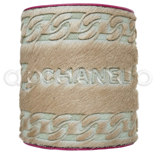 CHANEL Leder Armband - pink*beige - geschoren - Ponyhaar - Kettenprägung & LOGO