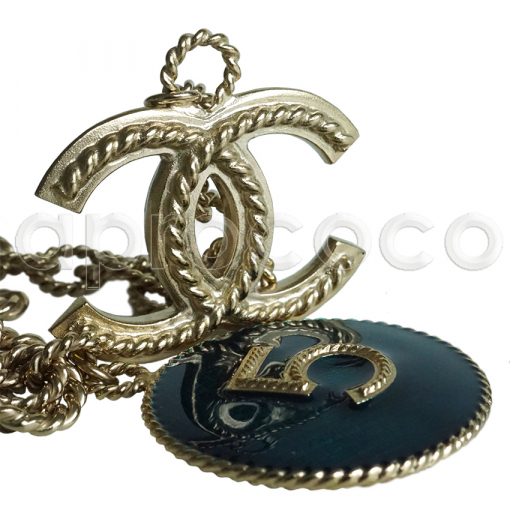 CHANEL 2013  2-strand Belt Necklace with enameled Number 5 coin-charms