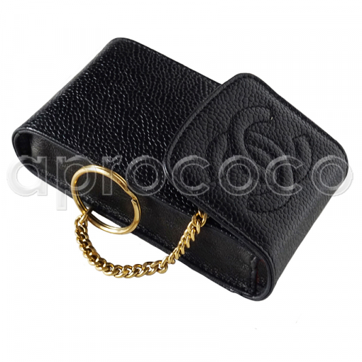 CHANEL caviar leather Key-O-case-pouch-mini bag w/ keyring