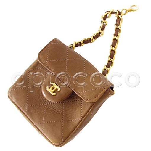 CHANEL Vintage mini 2.55 Bag – Anhänger-Tasche - gesteppt - mit CC Logo & Kette