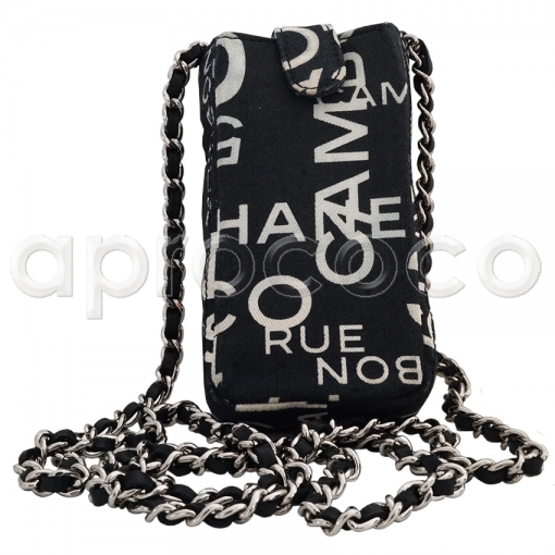 CHANEL Cross-Body Mini-Tasche HANDY**SONNENBRILLE Etui Print Canvas mit Kette - schwarz