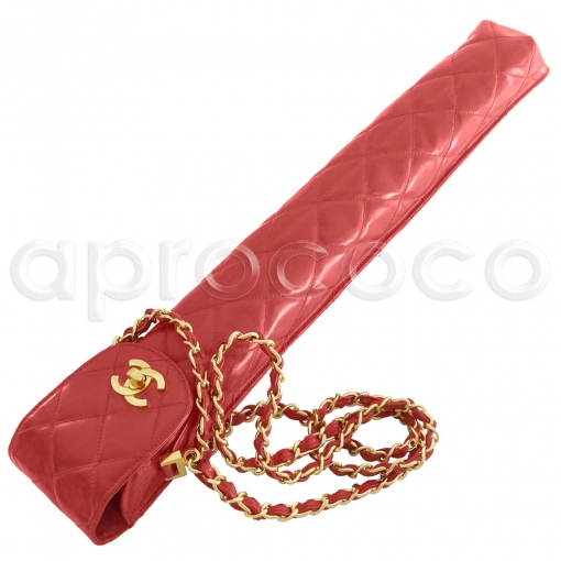 CHANEL vintage Regenschirm-Tasche Etui mit Kette & CC-Verschluss ROT