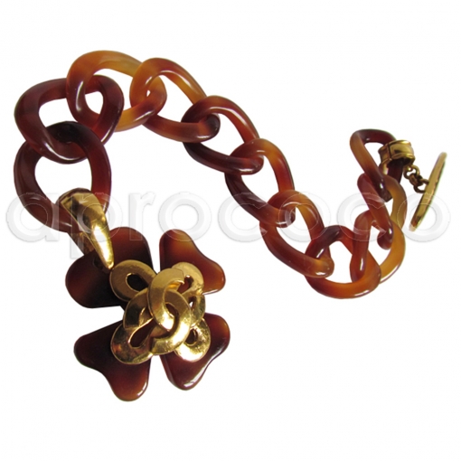 Gold Tone Chunk Chain Good Luck Charm Bracelet Horseshoe 4 Leaf Clover $  Win Tix